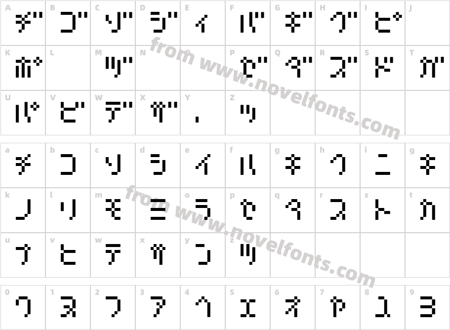 Amoebic kana BMP09Character Map