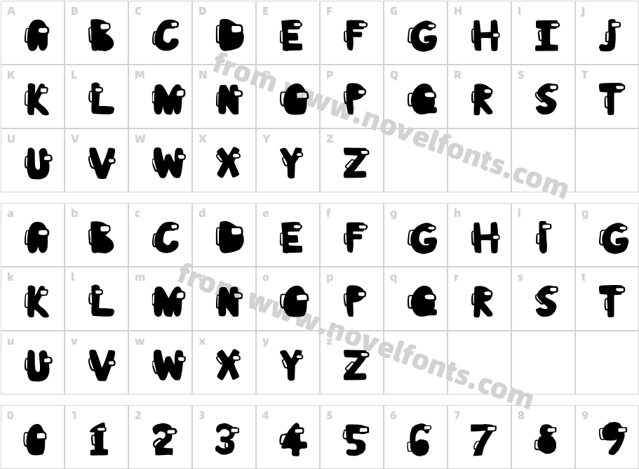 AmongUsFilled-RegularCharacter Map