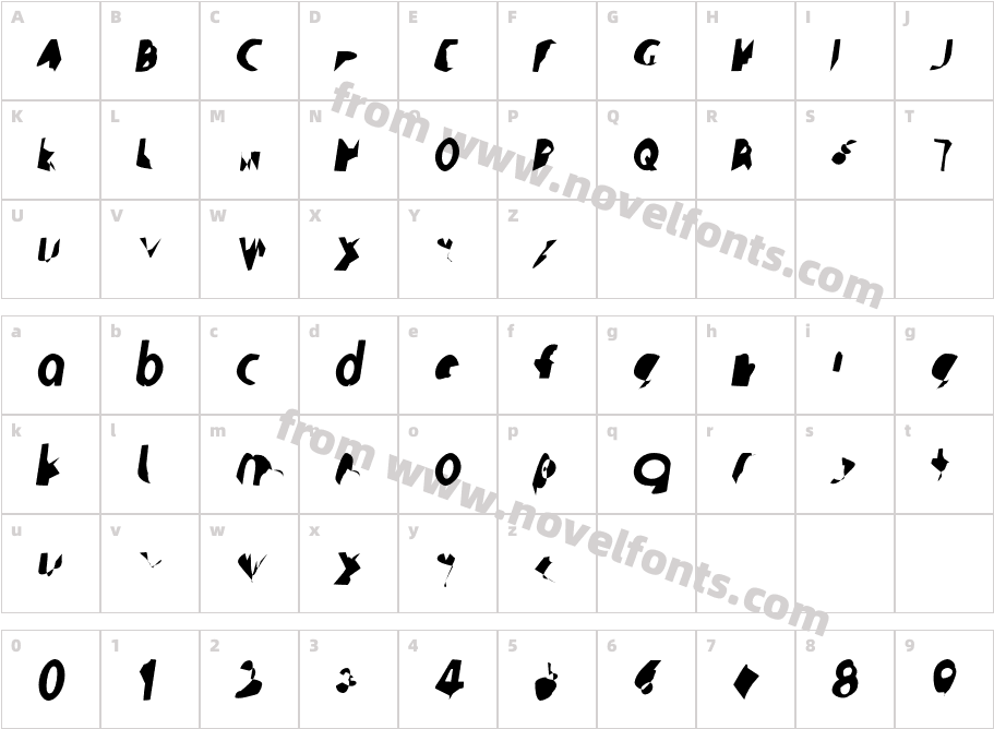 Ampere SmallCaps UltraCondensed ItalicCharacter Map