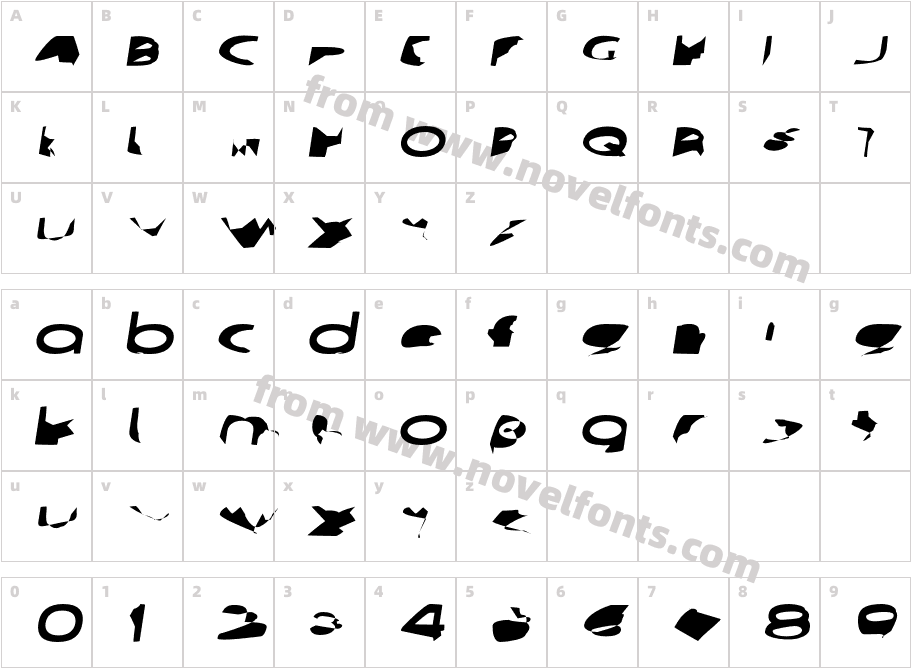 Ampere SmallCaps UltraExtended ItalicCharacter Map