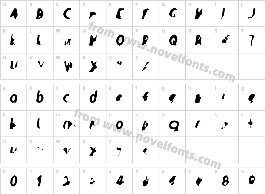 Ampere UltraCondensed ItalicCharacter Map