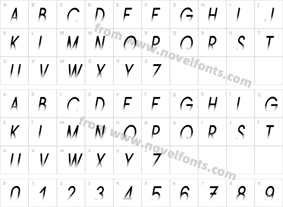 Ams Trame Narrow ItaliqueCharacter Map