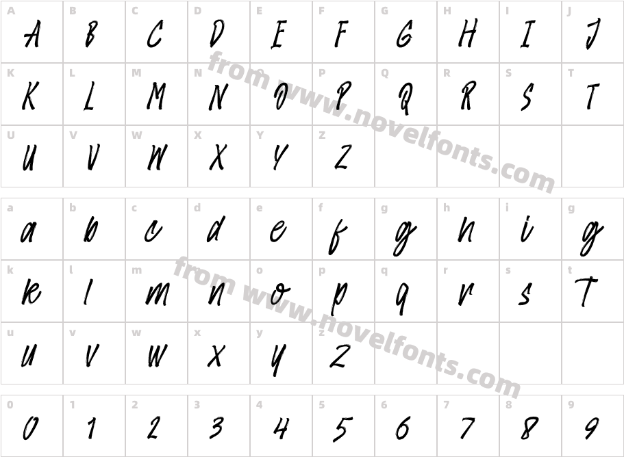 Amster Brush ItalicCharacter Map