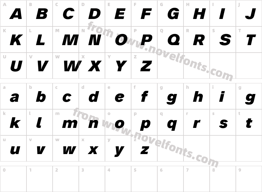 Analogue Reduced 86 Black ObliqueCharacter Map