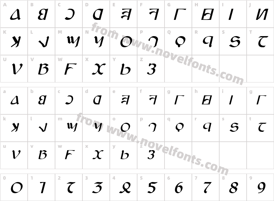 Anayanka ItalicCharacter Map