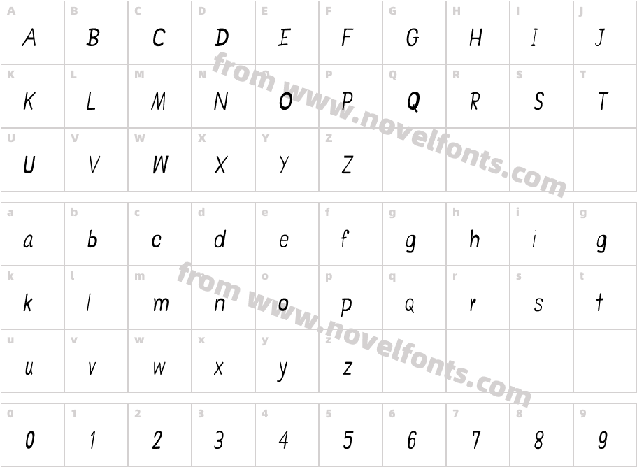 CRU-Jariya-Hand-Written-ItalicCharacter Map