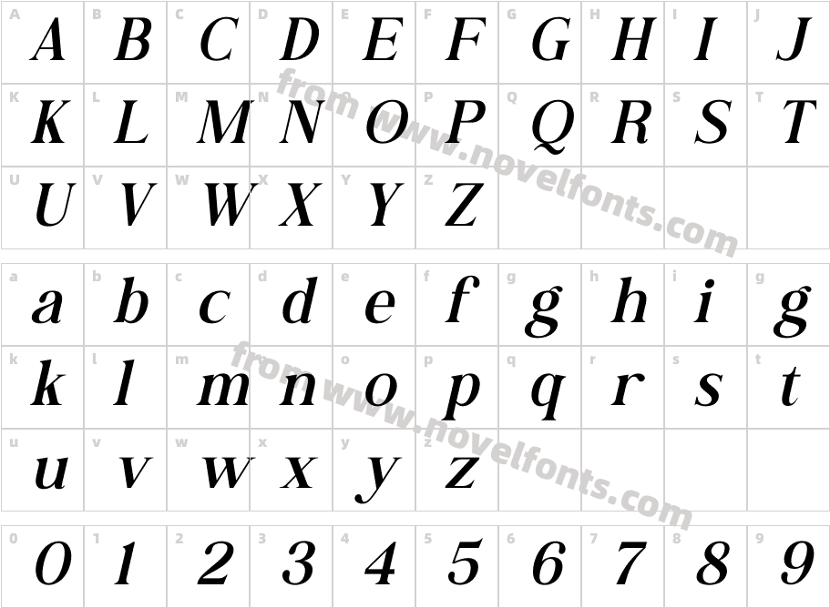 Andine ItalicCharacter Map