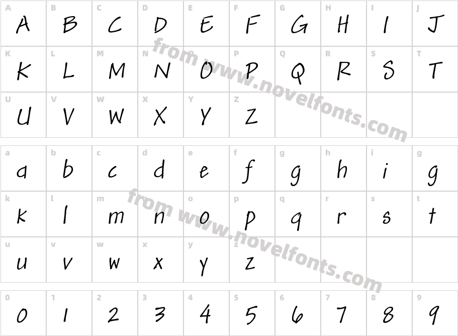 AndyStd-ItalicCharacter Map