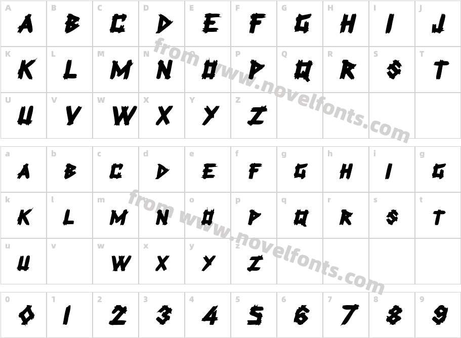 Angles Bold ItalicCharacter Map