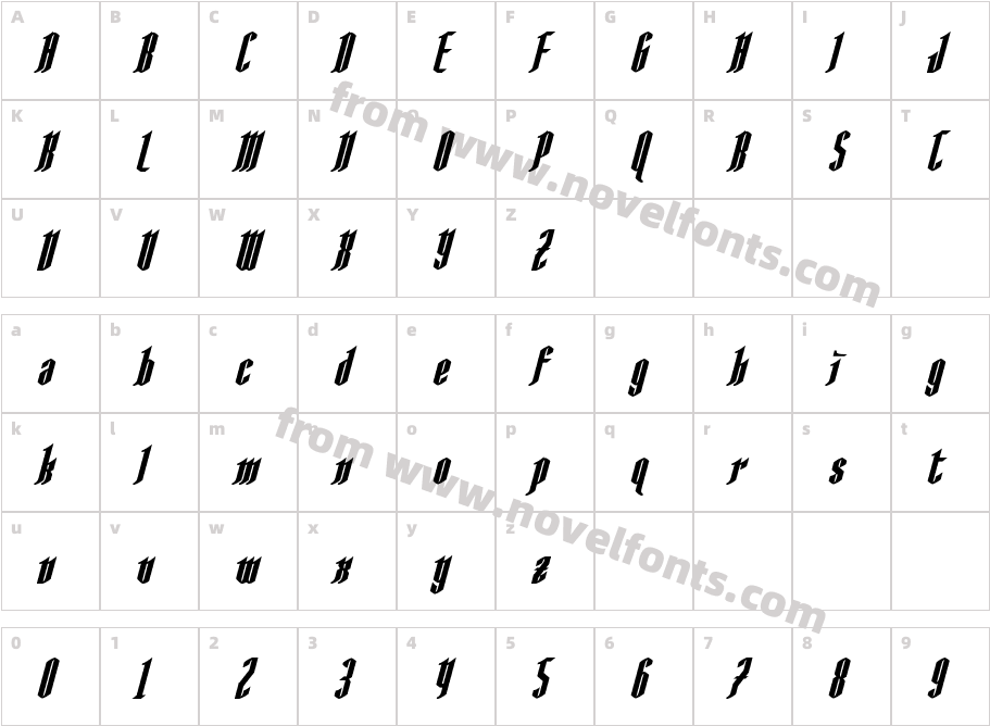 AngloYsgarth Bold ItalicCharacter Map