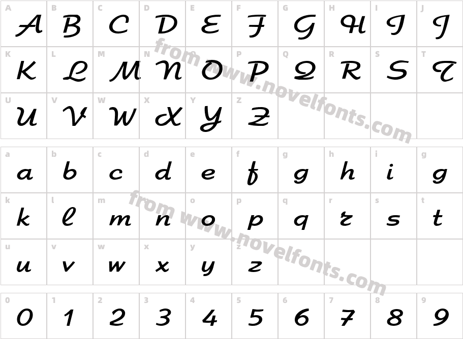 Anita ScriptCharacter Map