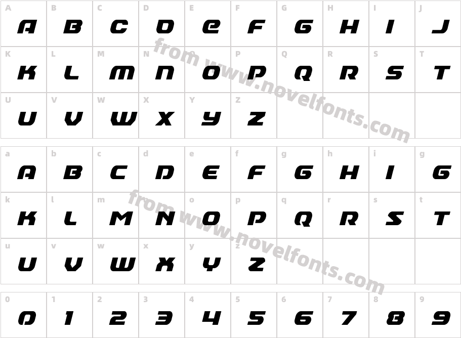 Annapolis Condensed ItalicCharacter Map