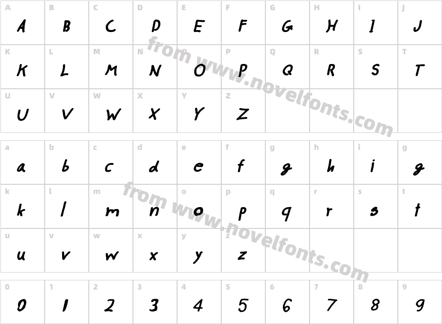 CRU-pokawin-Hand-Written Italic boldCharacter Map