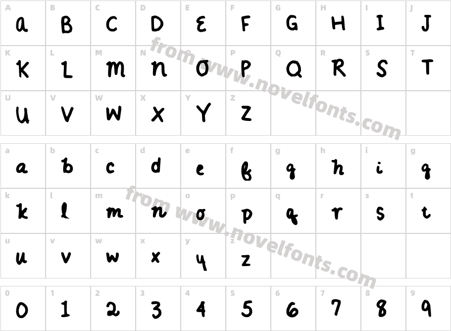 AnniesHandwritingCharacter Map