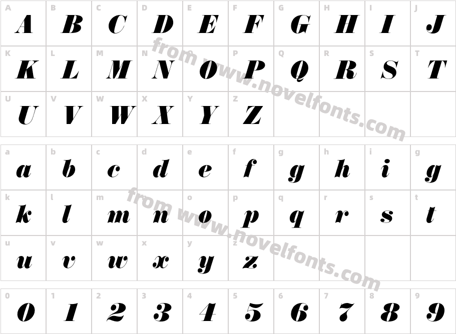 AnnlieEF-ExtraBoldItalicCharacter Map