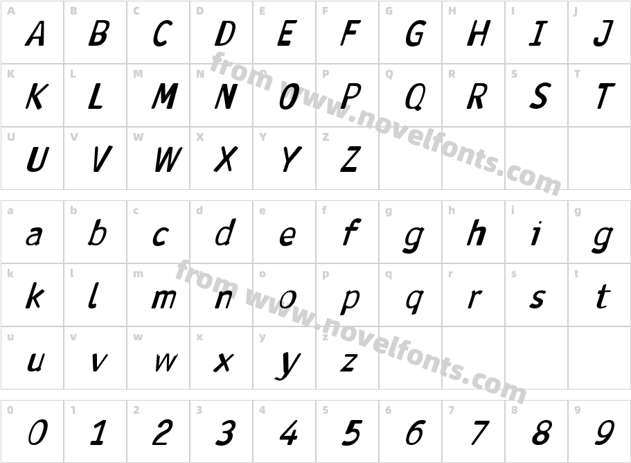 Antaviana BoldItalicCharacter Map