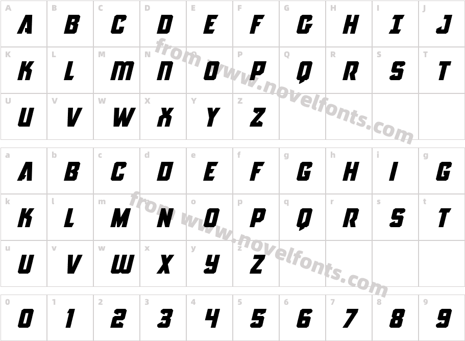 Antilles Expanded ItalicCharacter Map