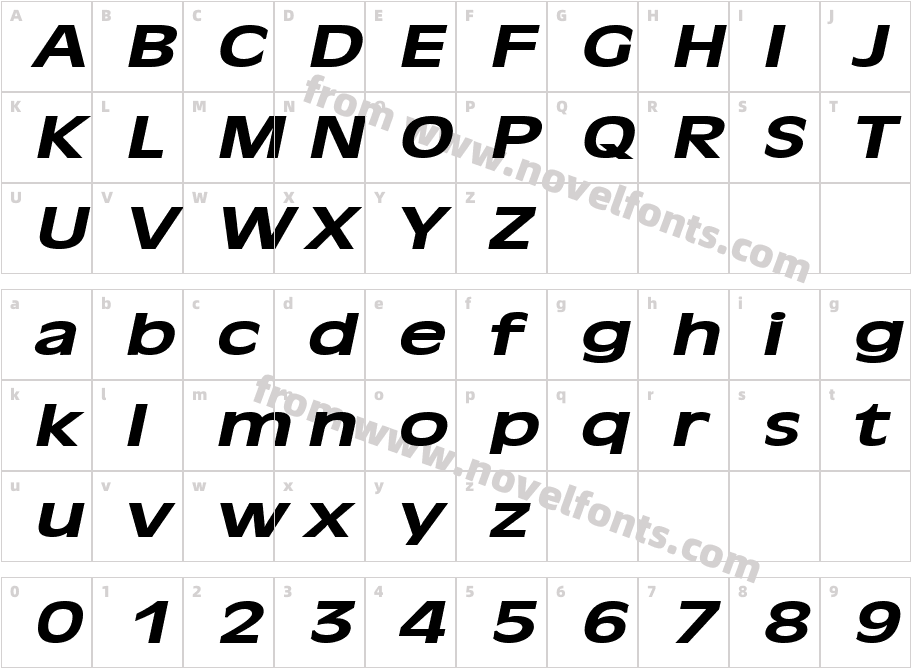 Antiqua 101 Extended BoldItalicCharacter Map