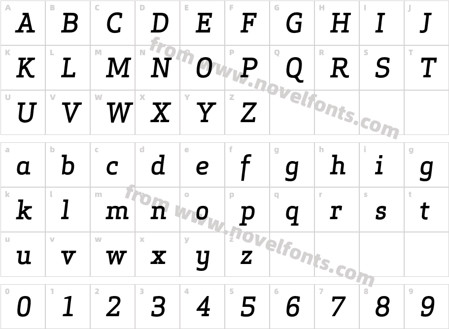 ApexSerif-MediumItalicCharacter Map