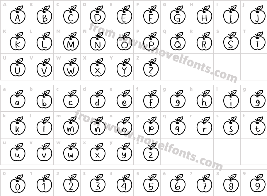 Apple Fruit RegularCharacter Map