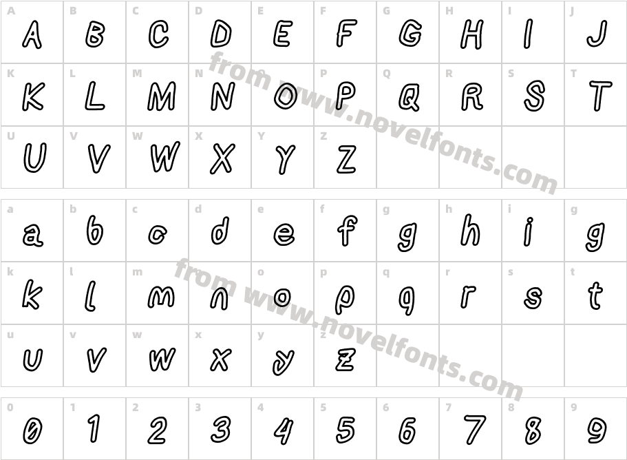 AppleStorm Extra Bold Outline ItalicCharacter Map