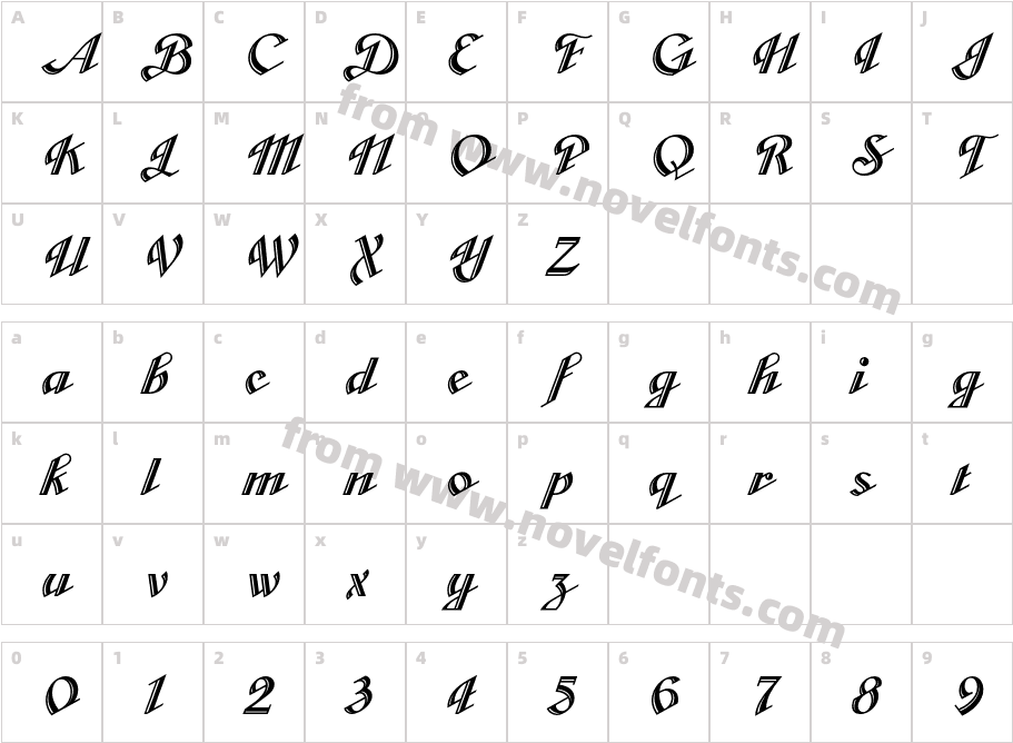 CabargaCursivaICGCharacter Map