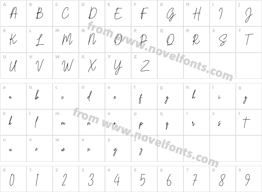 Arabellia SignatureCharacter Map