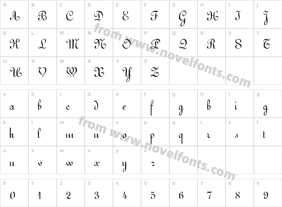 Arabesco Script SSiCharacter Map