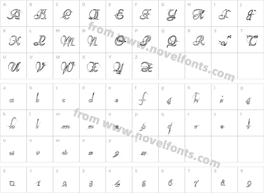 AraneaEF-OutlineCharacter Map