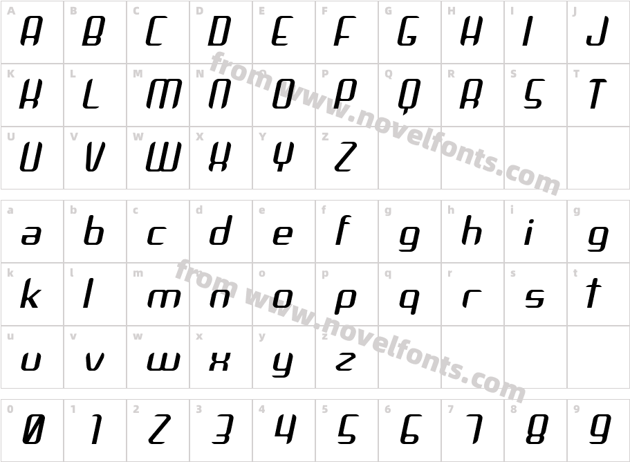 Arbeka  ItalicCharacter Map