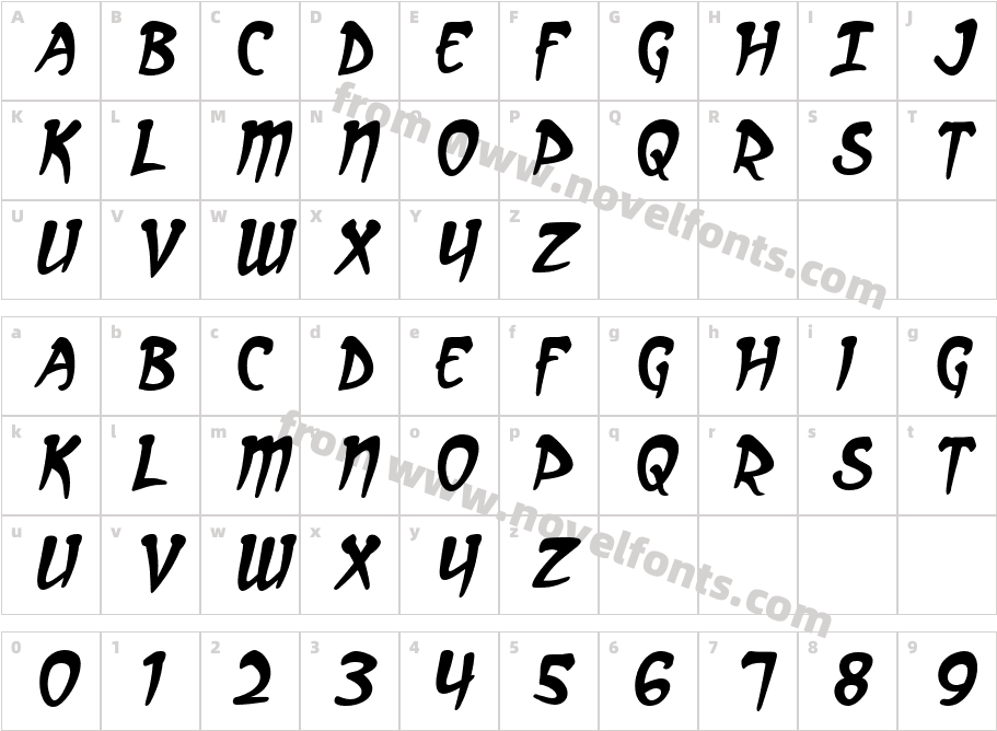 Arcanum ItalicCharacter Map