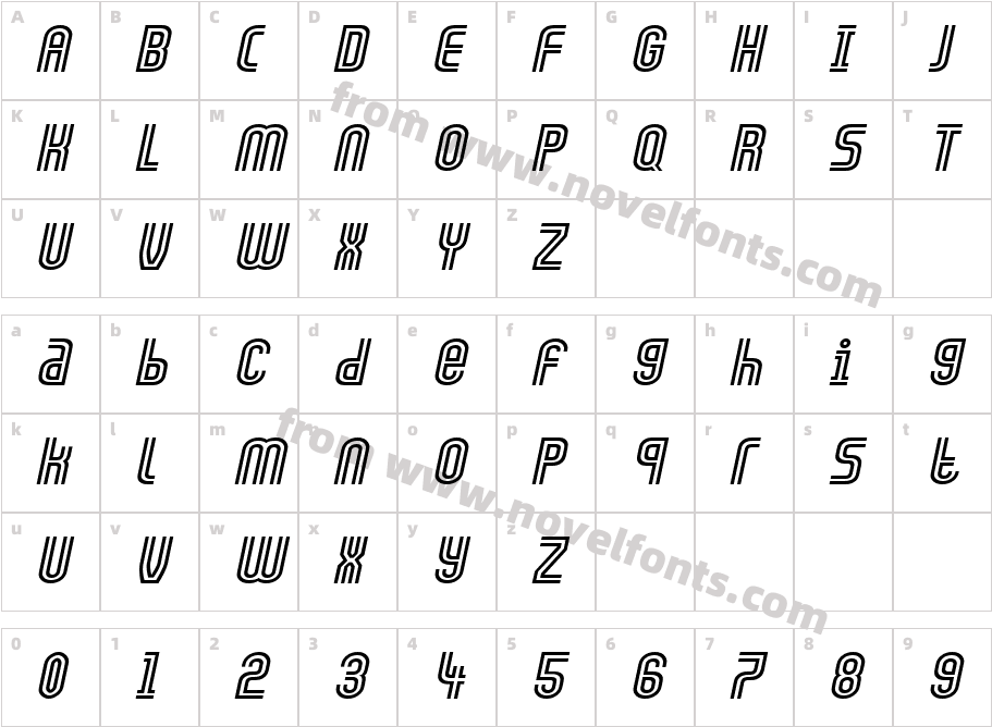 Arch-Extended ItalicCharacter Map