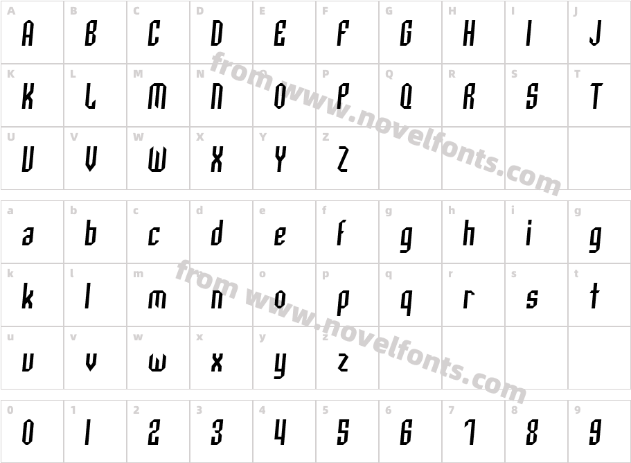 Archery Black Condensed ItalicCharacter Map