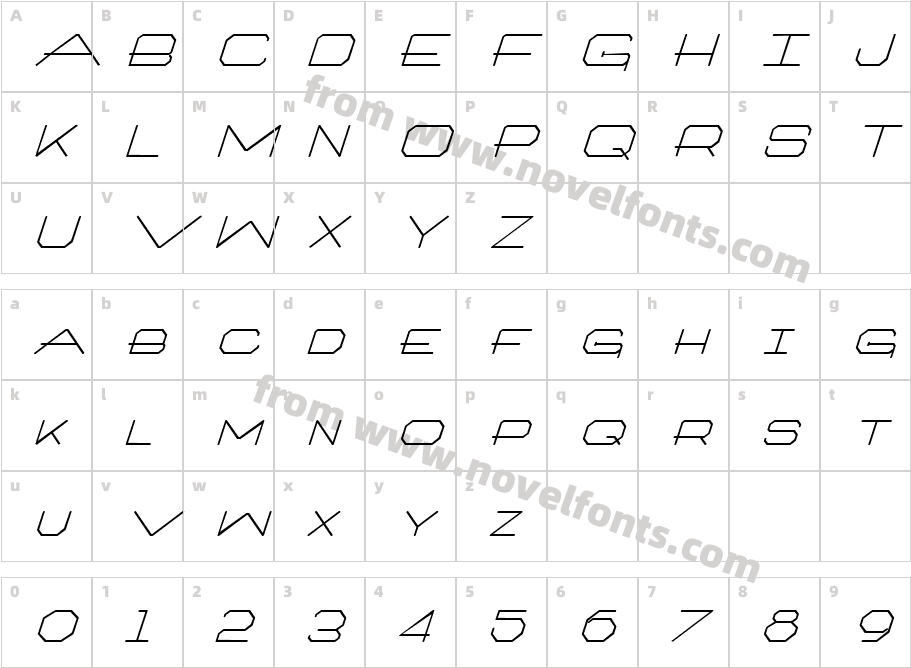 Architext ItalicCharacter Map