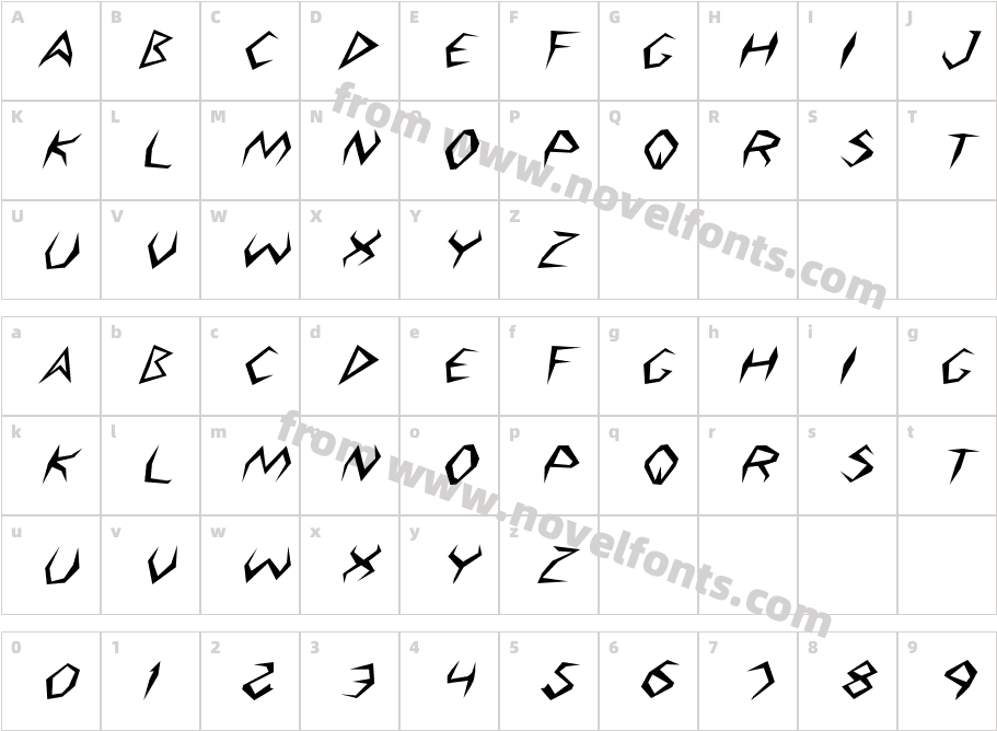 Argosy ItalicCharacter Map