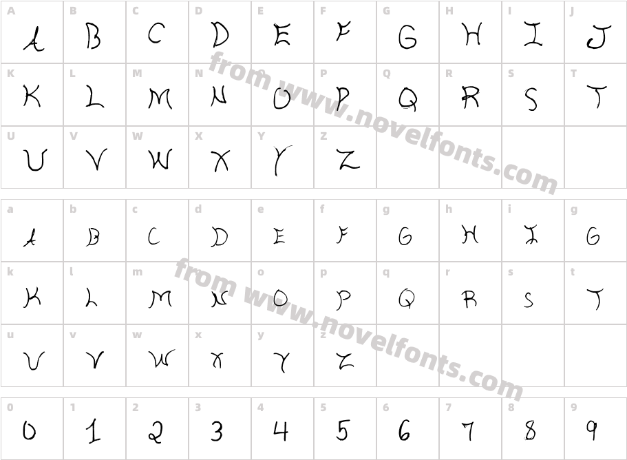 Aria RegularCharacter Map