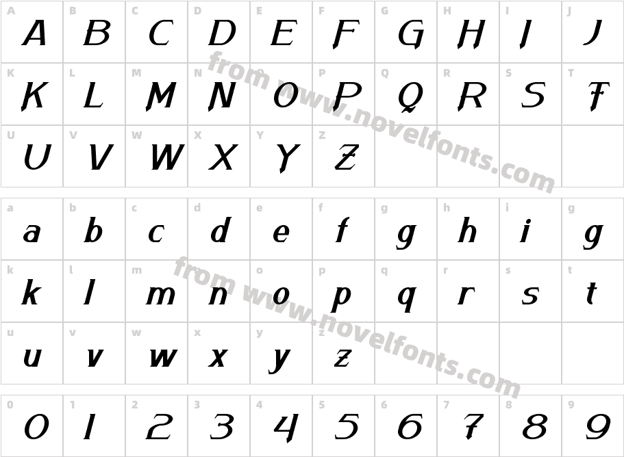 Arneson ItalicCharacter Map