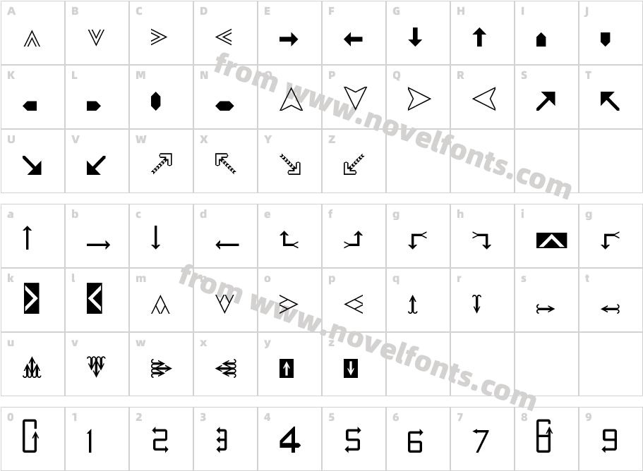 Arrows RegularCharacter Map