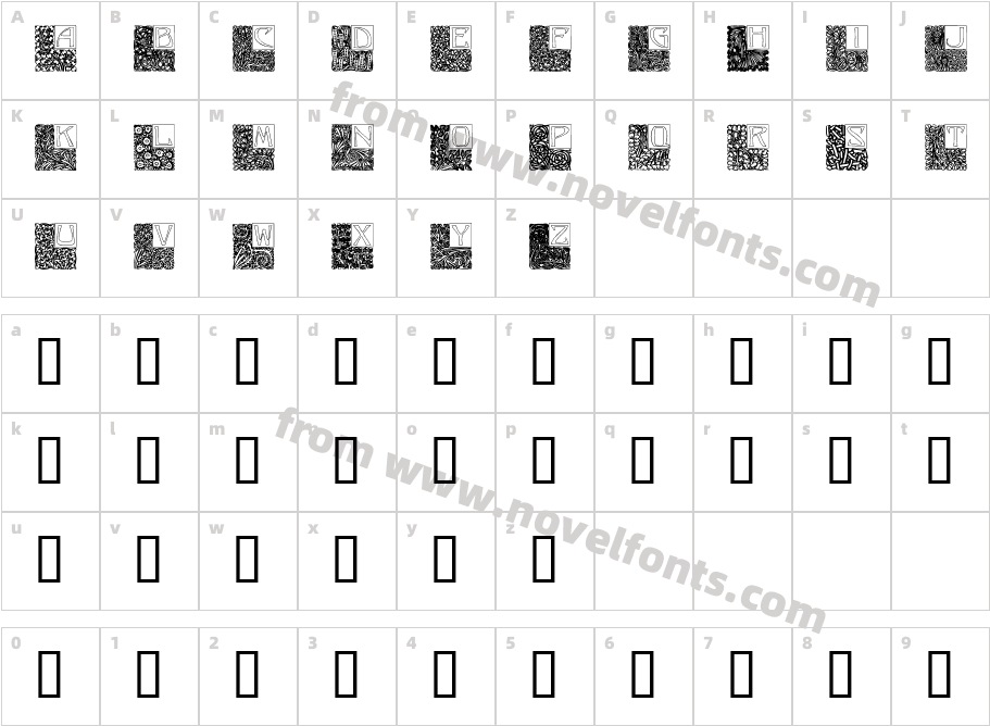 Art Nouveau InitialsCharacter Map