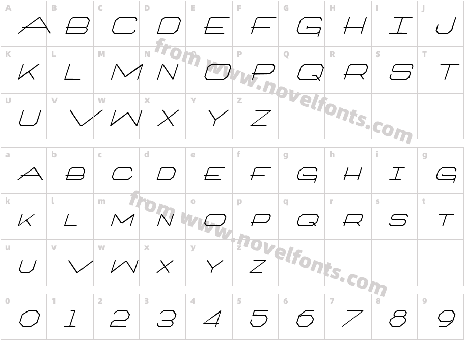 Artlookin ItalicCharacter Map