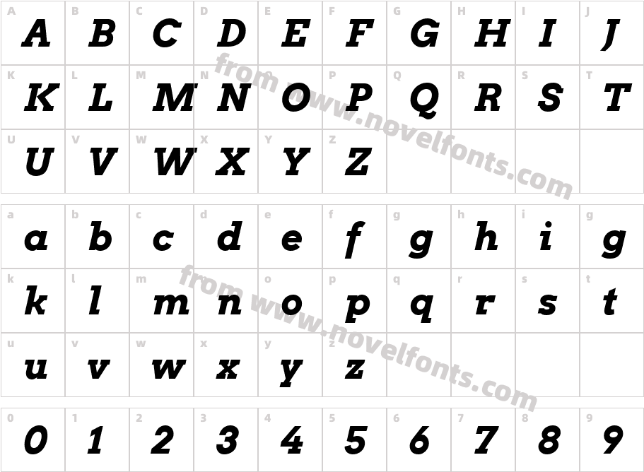 Arvo Bold ItalicCharacter Map