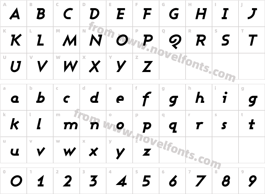 Ashby Extra Bold ItalicCharacter Map