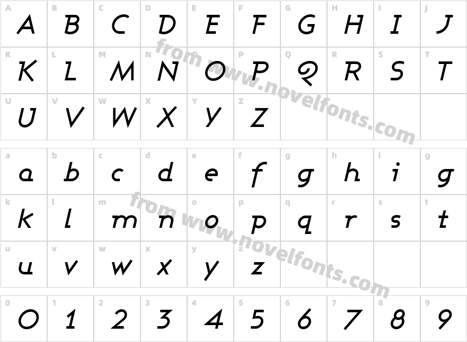 Ashby Medium ItalicCharacter Map