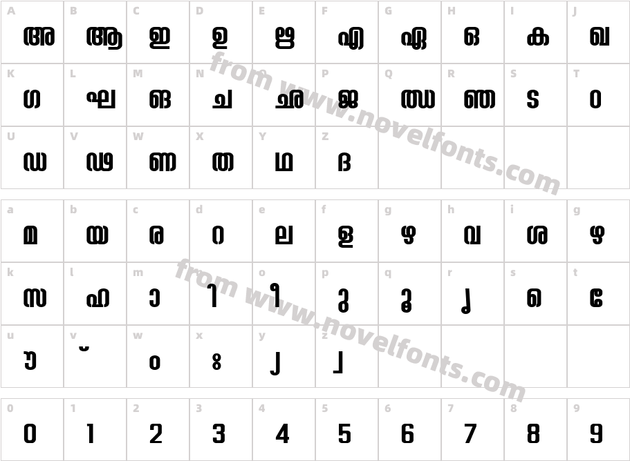 Ashique ML Ashu Condensed BoldCharacter Map