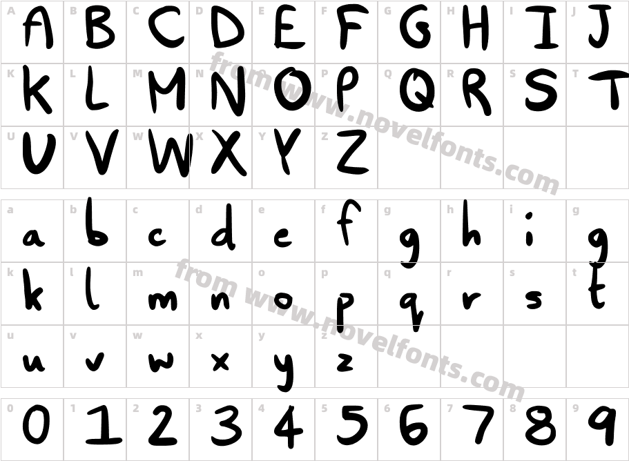 Ashnas Handwriting 2 RegularCharacter Map