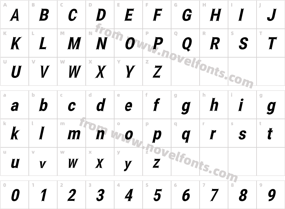 Asimov Edge ExtremeItalicCharacter Map