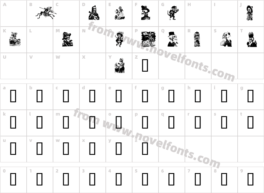 Calaveras 323Character Map