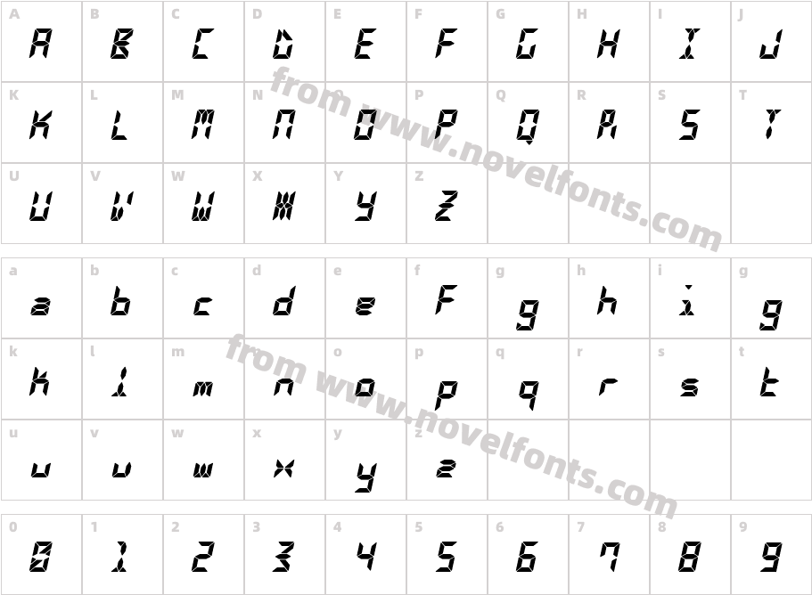 CalculusLCDObliqueCharacter Map