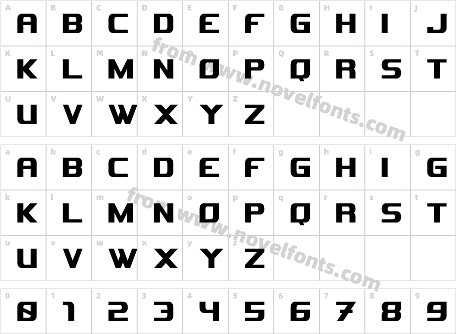 Astron BoldCharacter Map