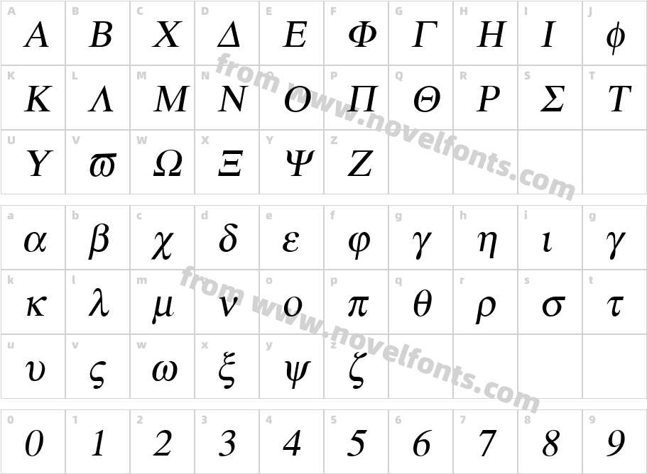 Atene-ItalicCharacter Map